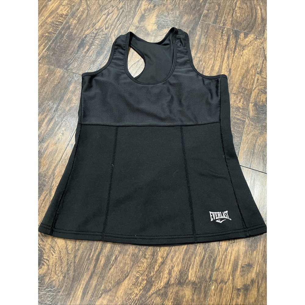 Everlast Women Black Activewear Mesh‎ Compression Tank Top Pocket XS - Small